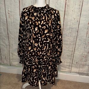 Nine West Black and Brown Long Sleeve Dress